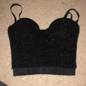 Black beaded Crop Top